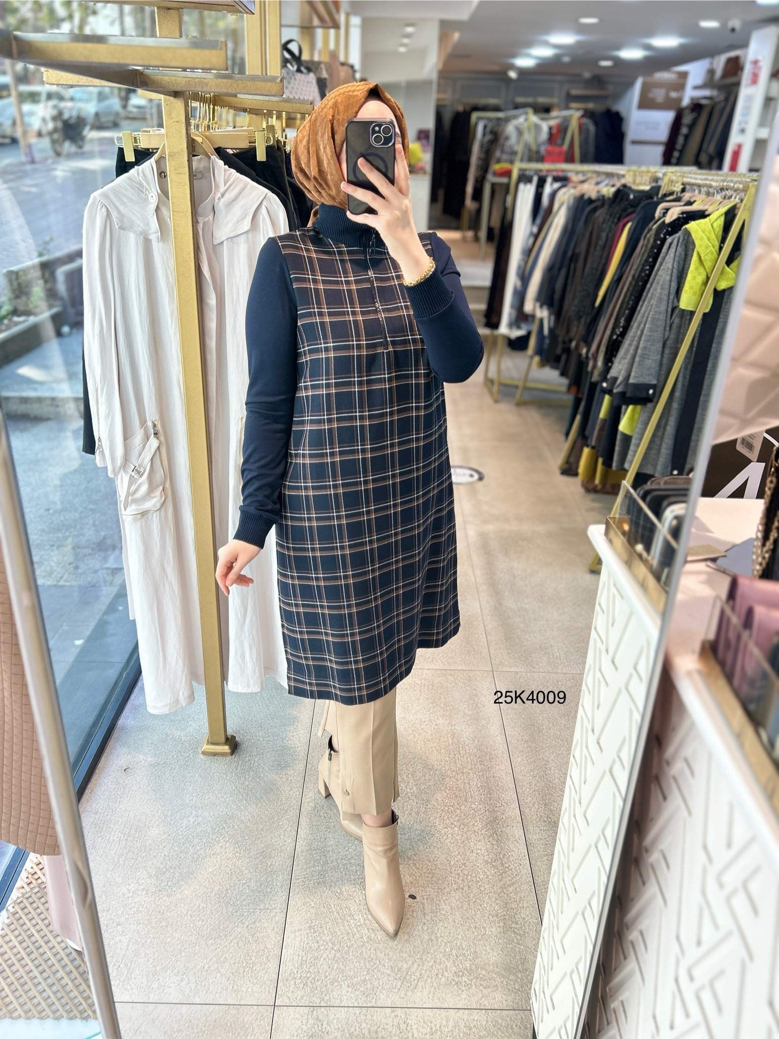 25K4009 Belli Ekose Tunik - Görsel 5