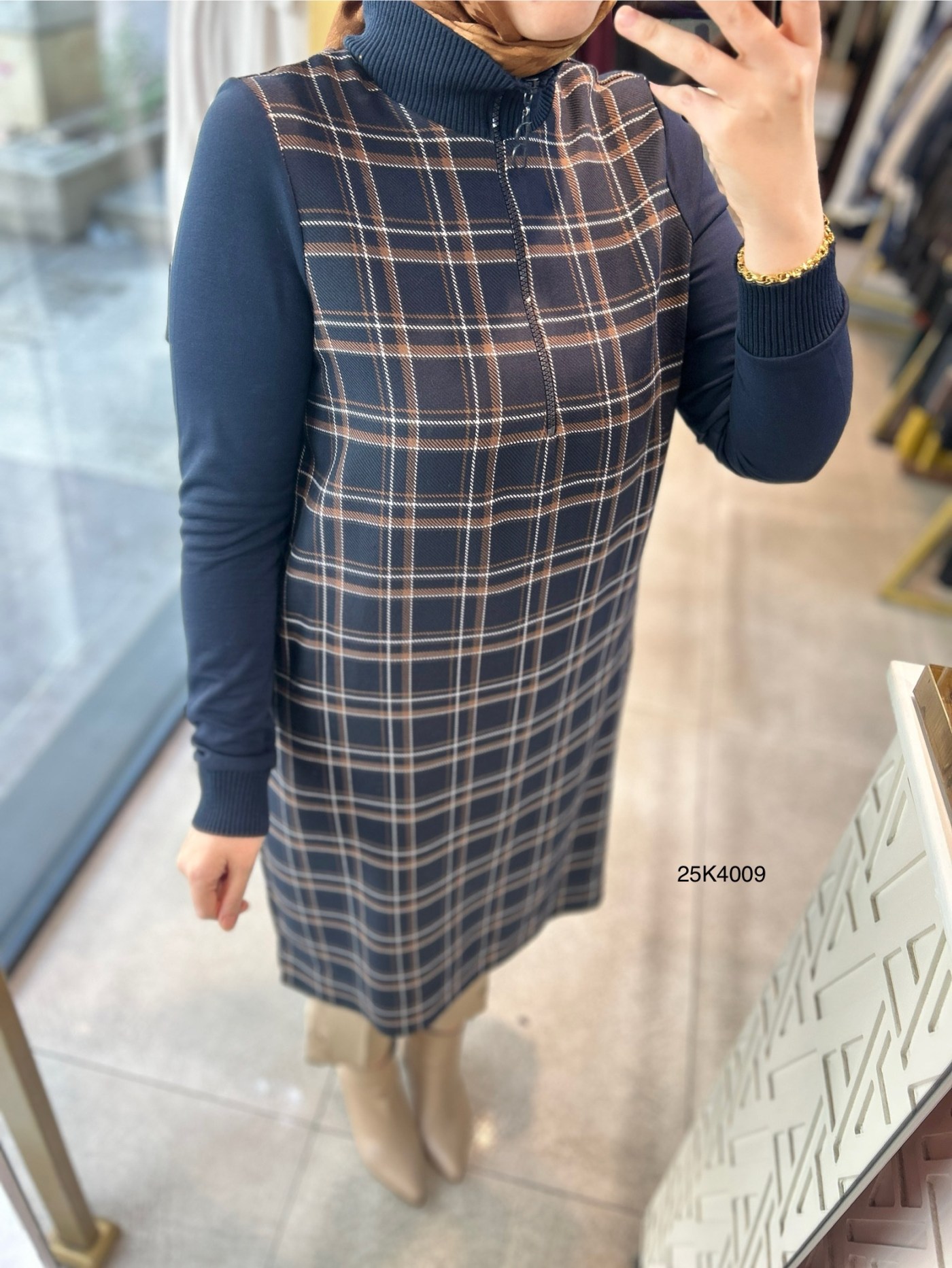 25K4009 Belli Ekose Tunik