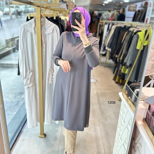1209 Ribanalı Fermuarlı Tunik - Görsel 3