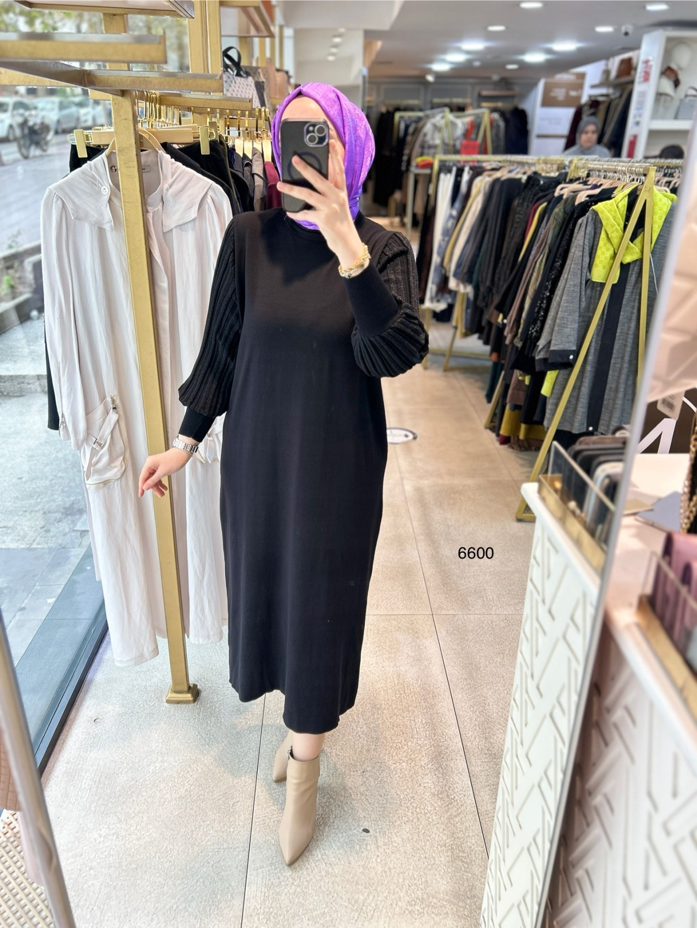 6600 Simli Triko Elbise