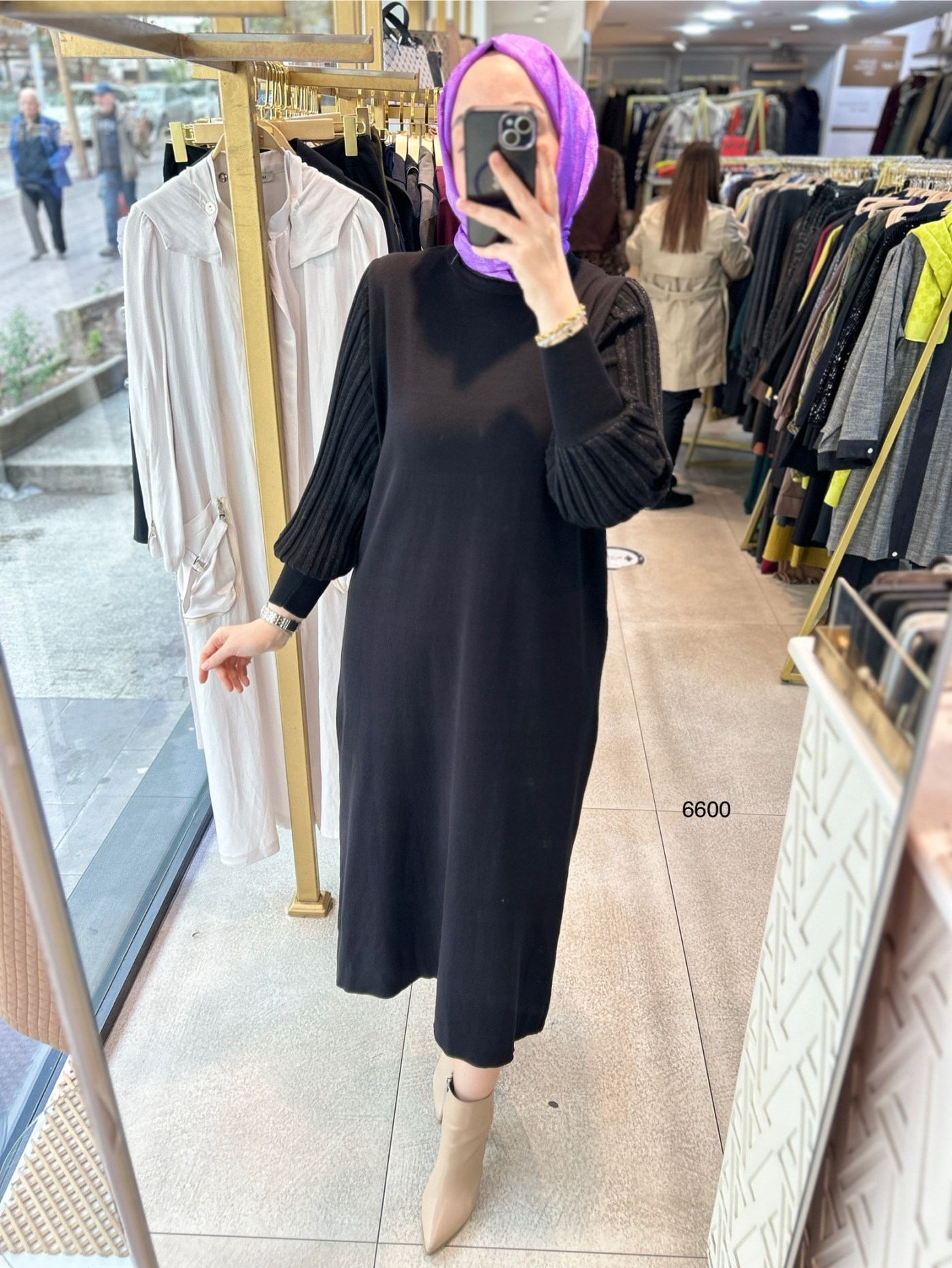 6600 Simli Triko Elbise