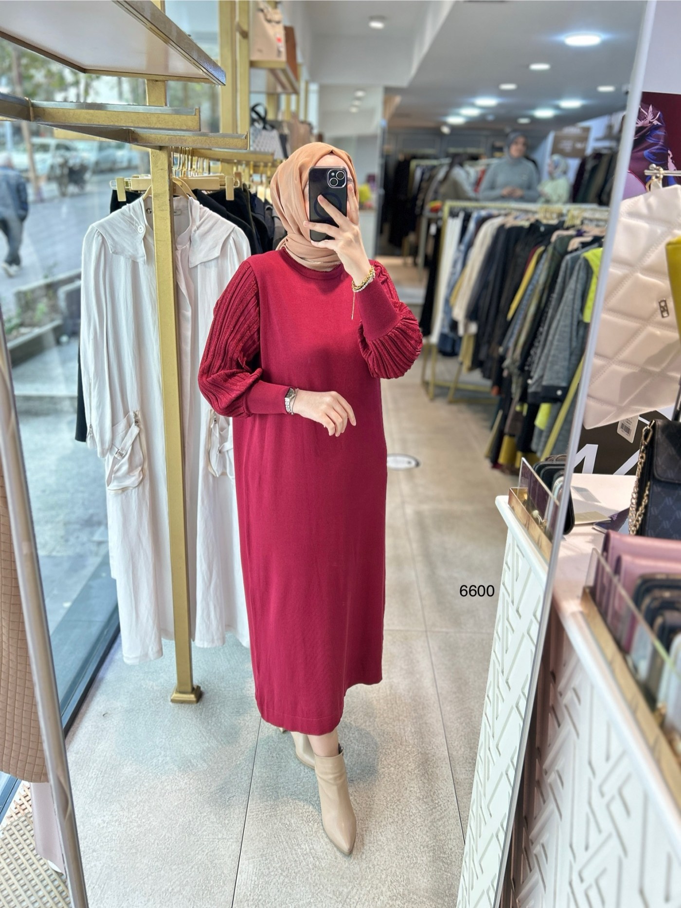 6600 Simli Triko Elbise