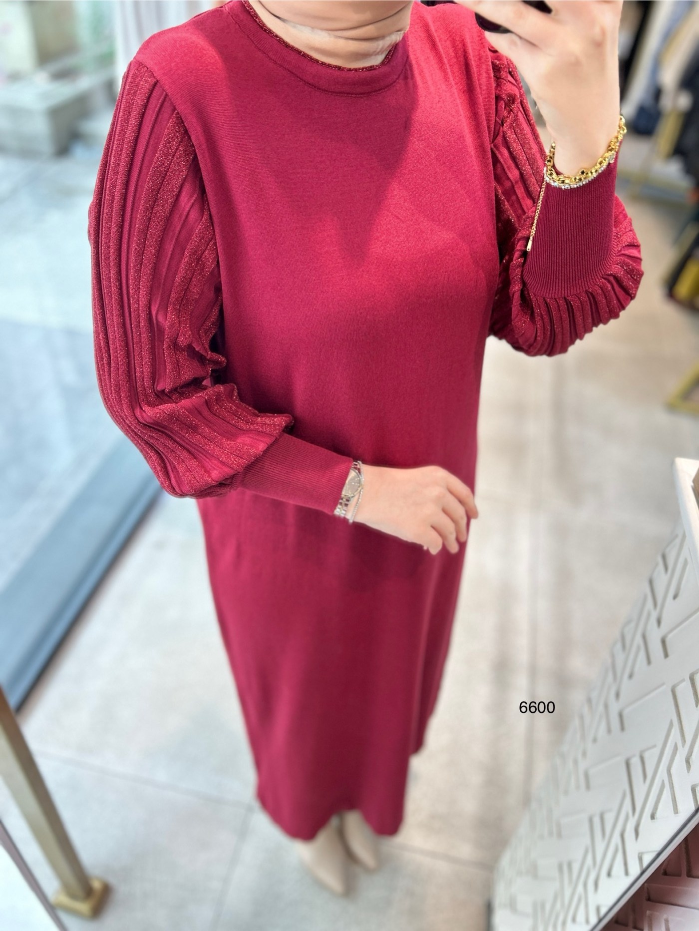 6600 Simli Triko Elbise