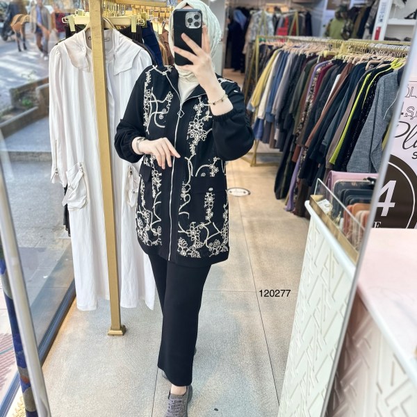 120277 Nakış Detaylı Fermuarlı Takım - Görsel 6