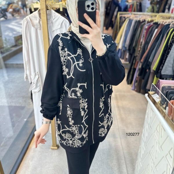 120277 Nakış Detaylı Fermuarlı Takım - Görsel 8