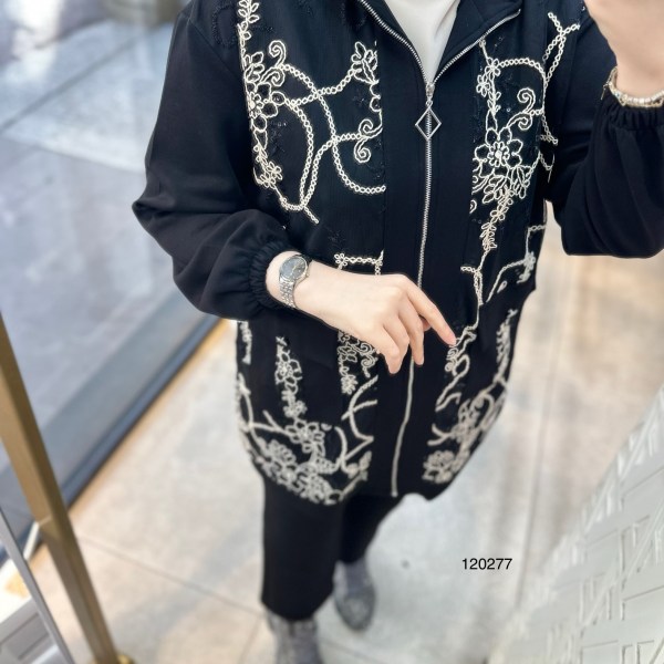 120277 Nakış Detaylı Fermuarlı Takım - Görsel 4