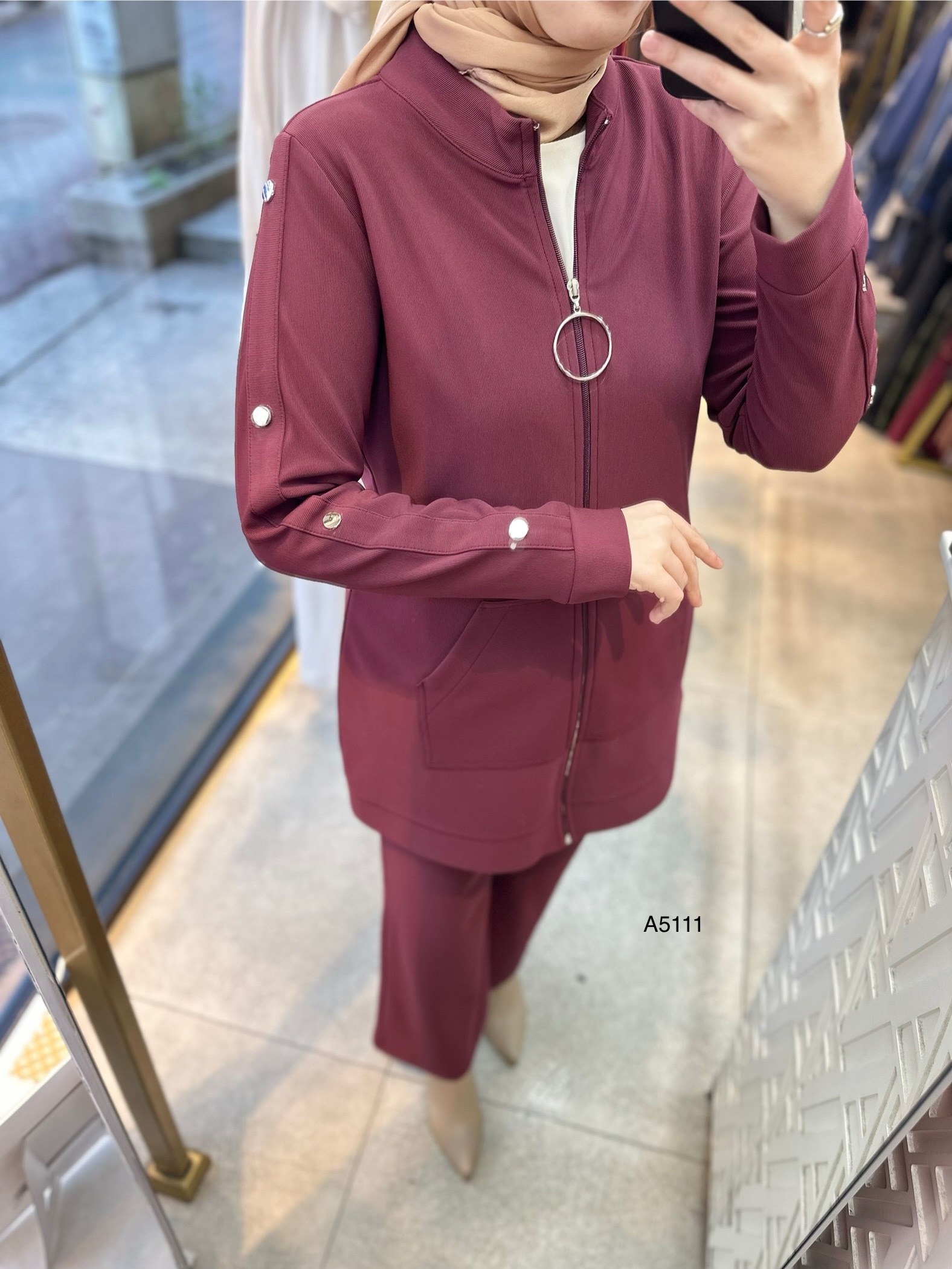 A5111 Kolu Zımba Detaylı Fermuarlı Takım - Görsel 3