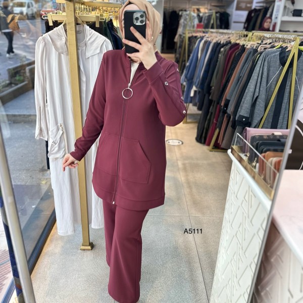 A5111 Kolu Zımba Detaylı Fermuarlı Takım - Görsel 2