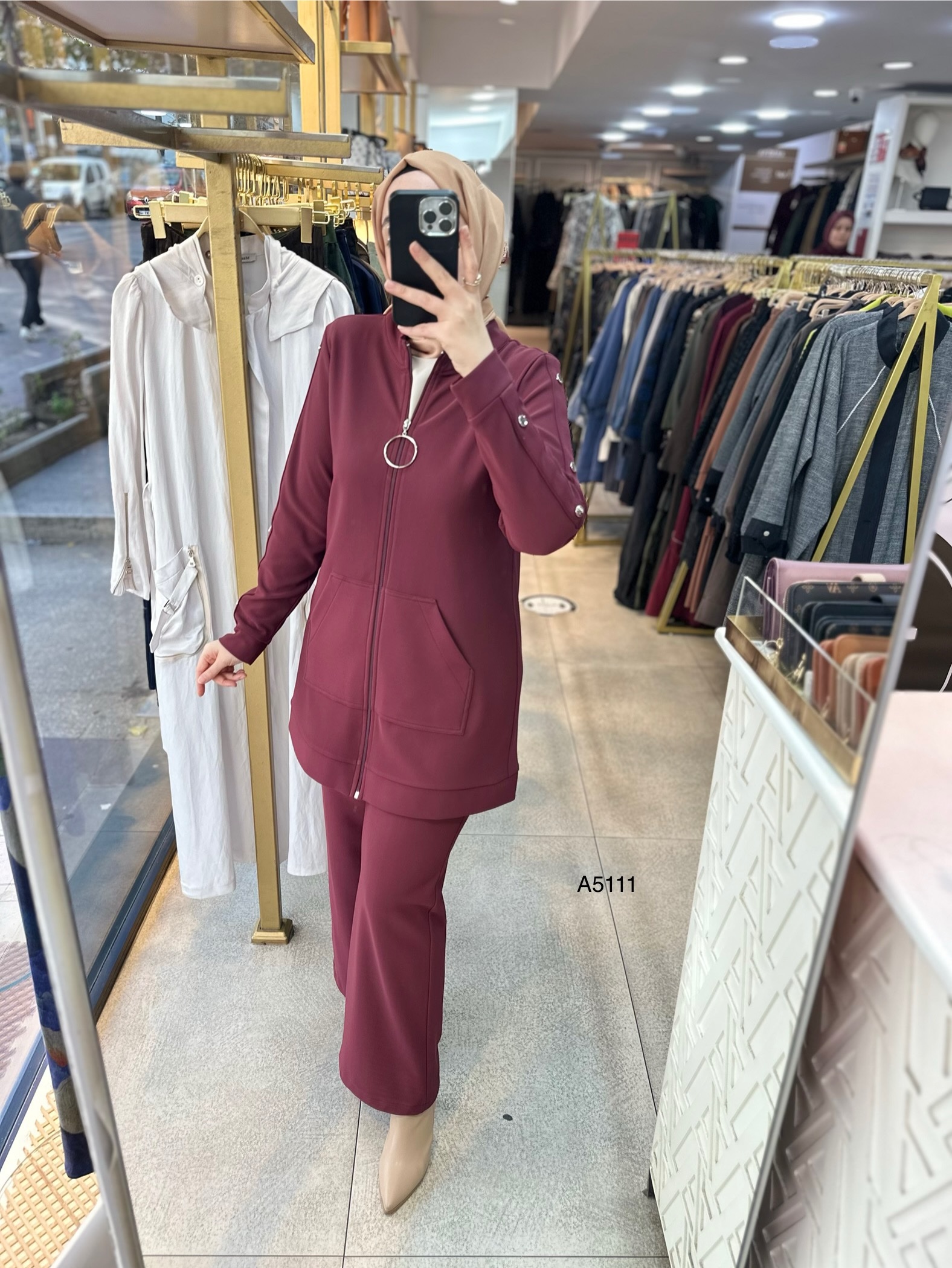 A5111 Kolu Zımba Detaylı Fermuarlı Takım - Görsel 2