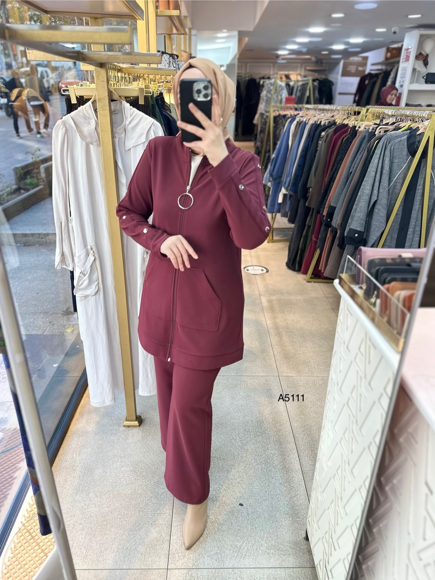 A5111 Kolu Zımba Detaylı Fermuarlı Takım