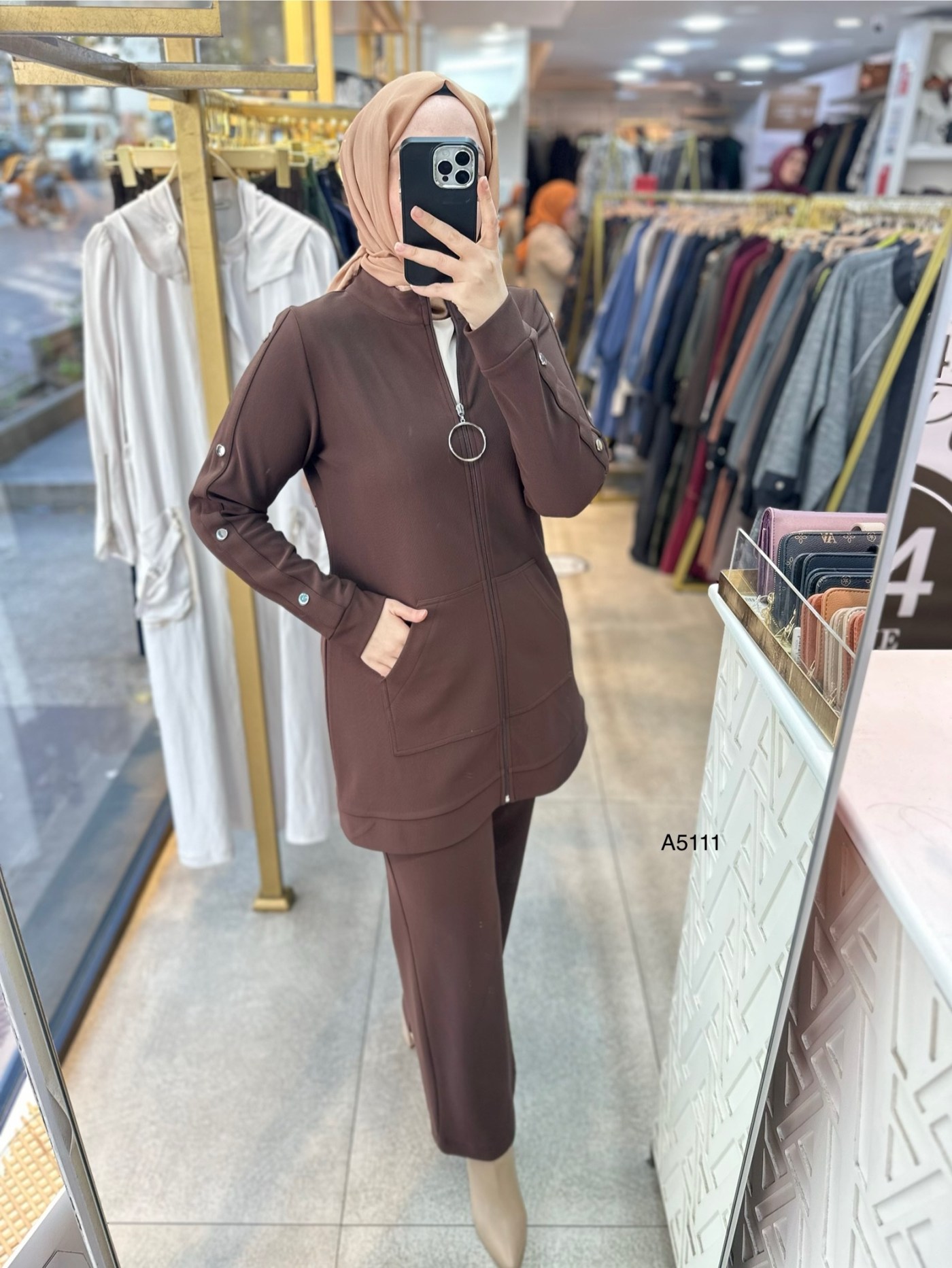 A5111 Kolu Zımba Detaylı Fermuarlı Takım