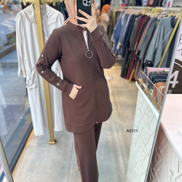 A5111 Kolu Zımba Detaylı Fermuarlı Takım - Görsel 6