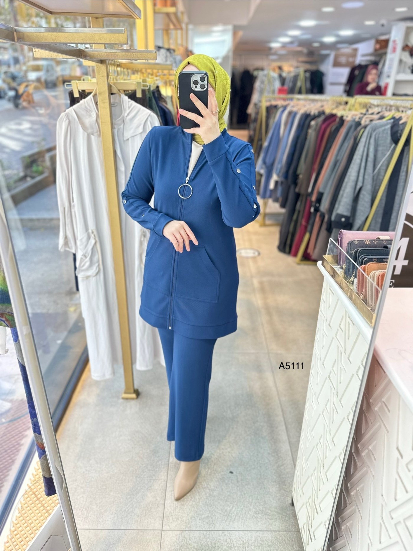 A5111 Kolu Zımba Detaylı Fermuarlı Takım