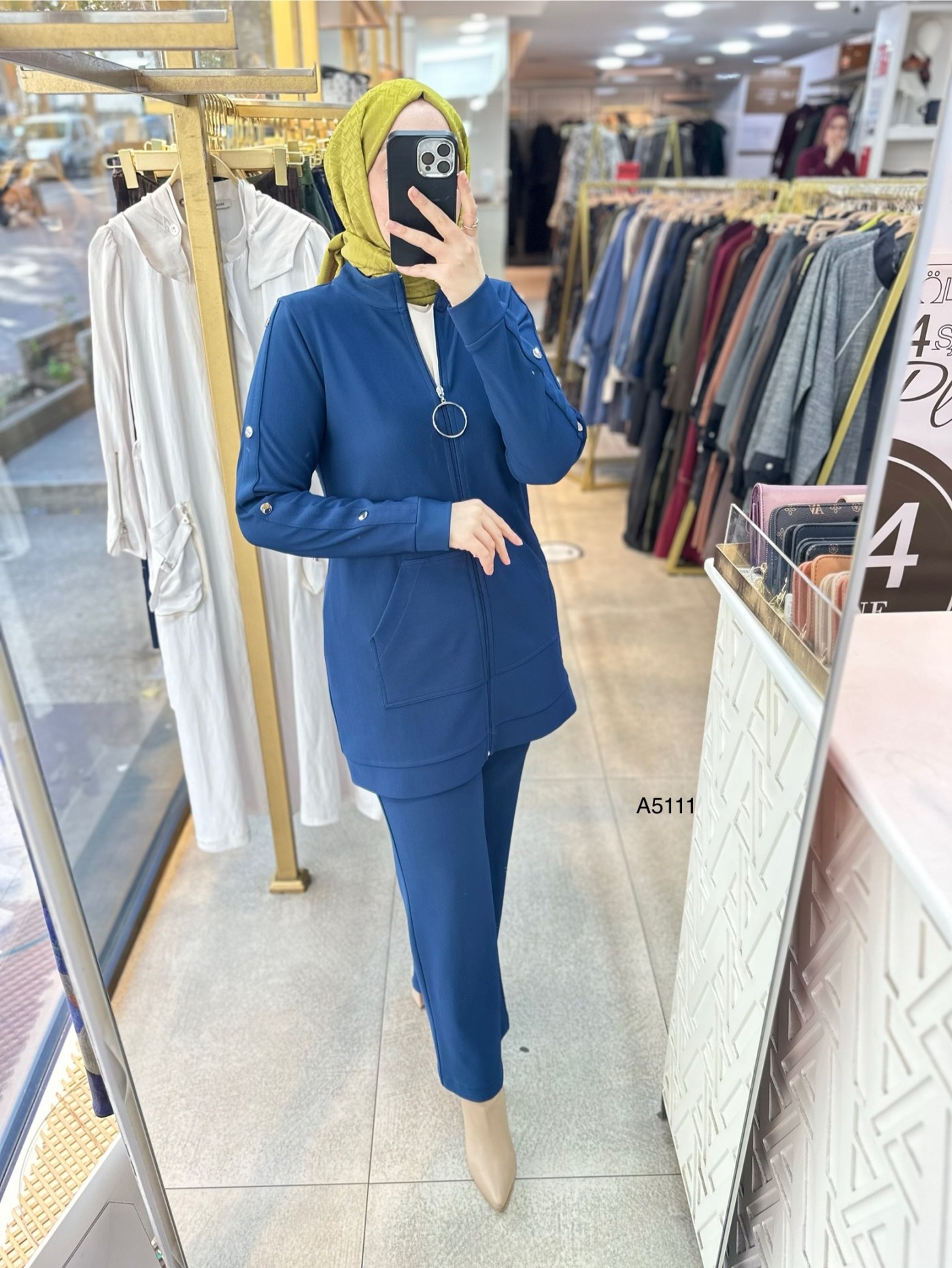 A5111 Kolu Zımba Detaylı Fermuarlı Takım