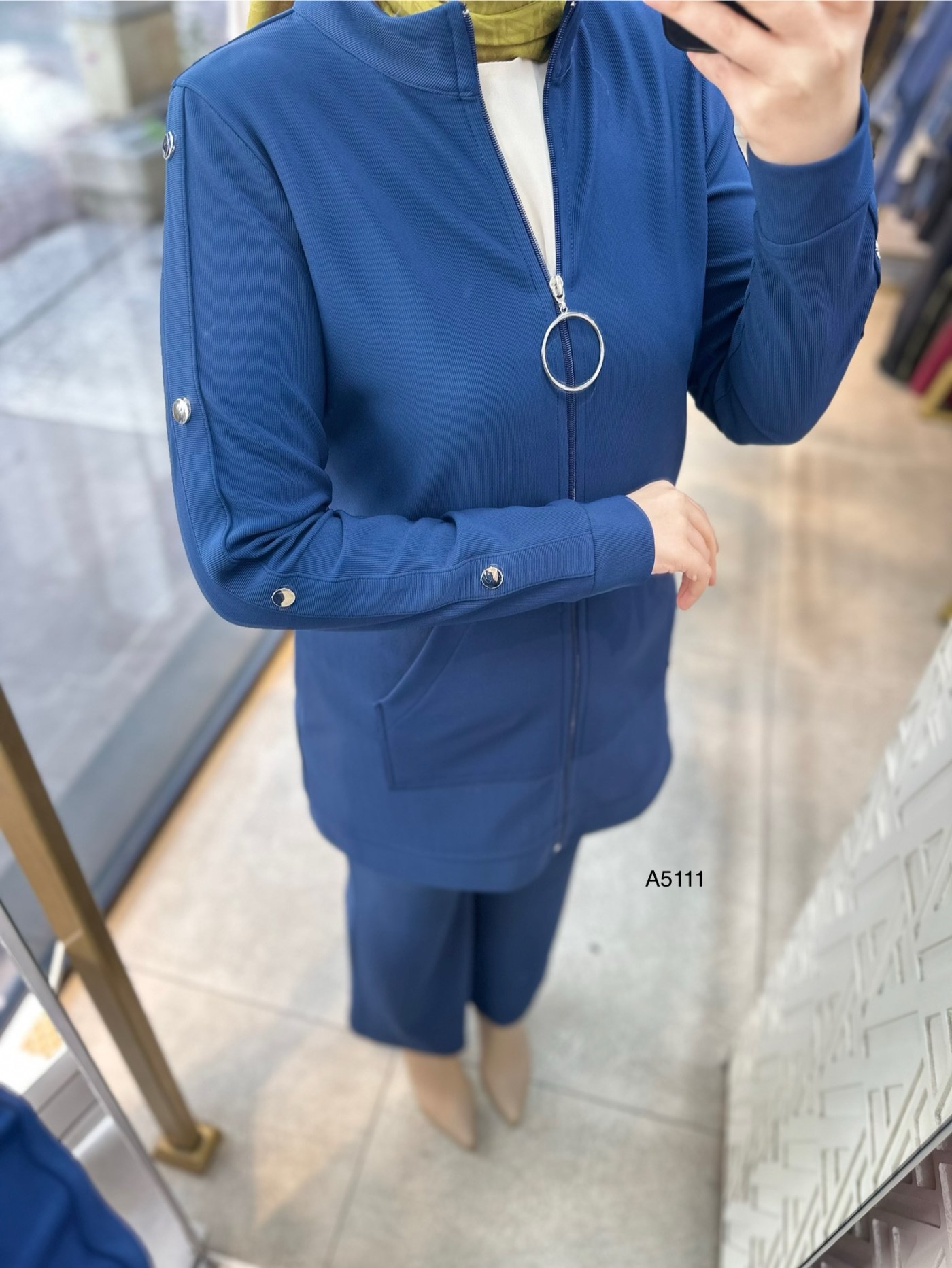 A5111 Kolu Zımba Detaylı Fermuarlı Takım