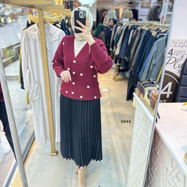 0444 Kalpli Triko Hırka - Görsel 12