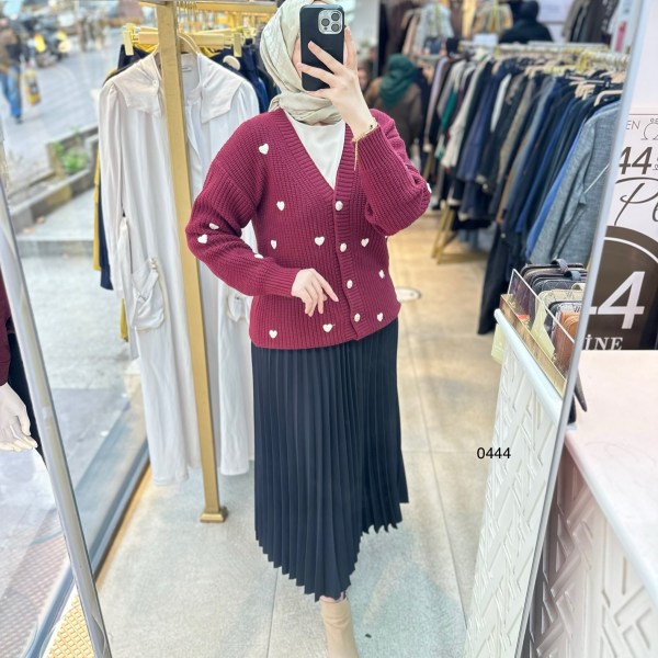 0444 Kalpli Triko Hırka - Görsel 11