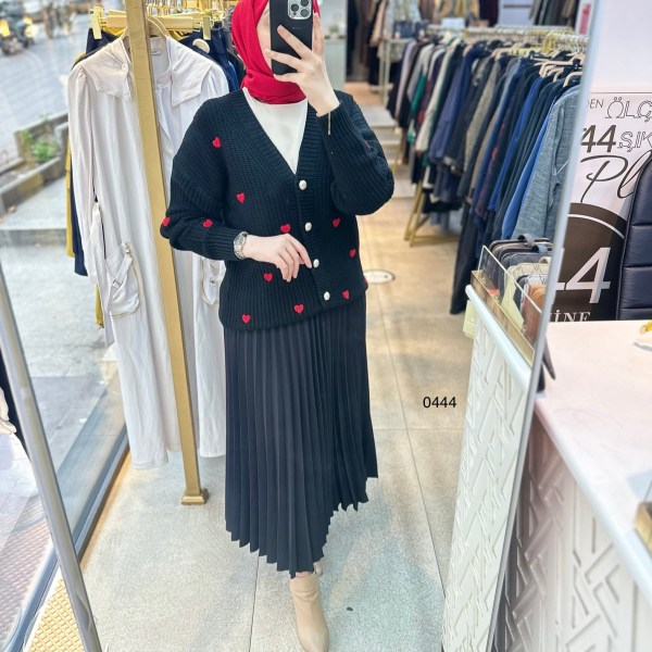 0444 Kalpli Triko Hırka - Görsel 7