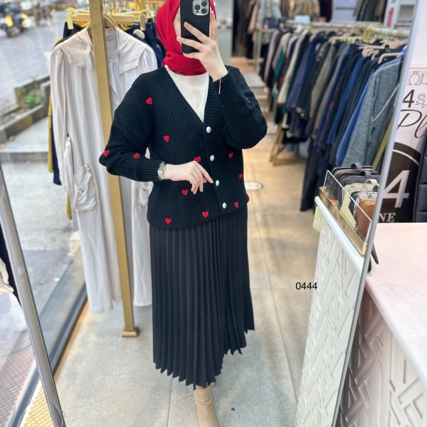 0444 Kalpli Triko Hırka - Görsel 9