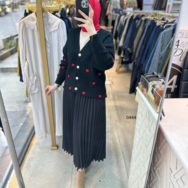 0444 Kalpli Triko Hırka - Görsel 8