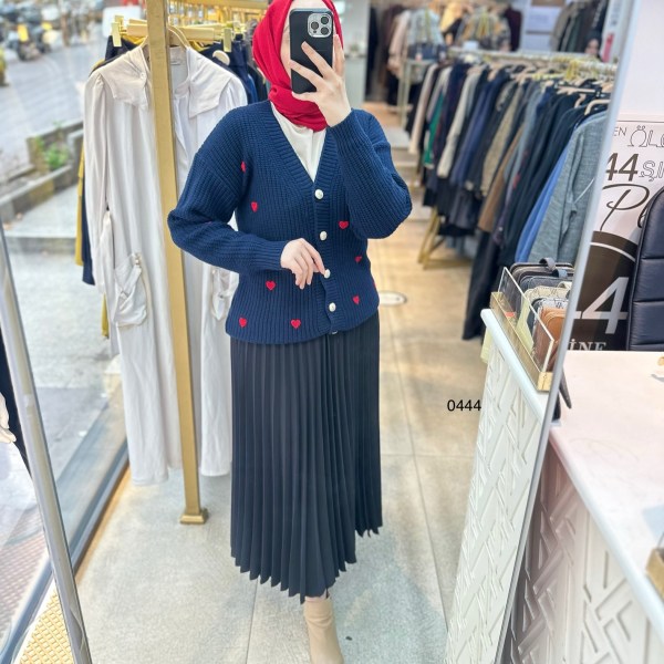 0444 Kalpli Triko Hırka - Görsel 1