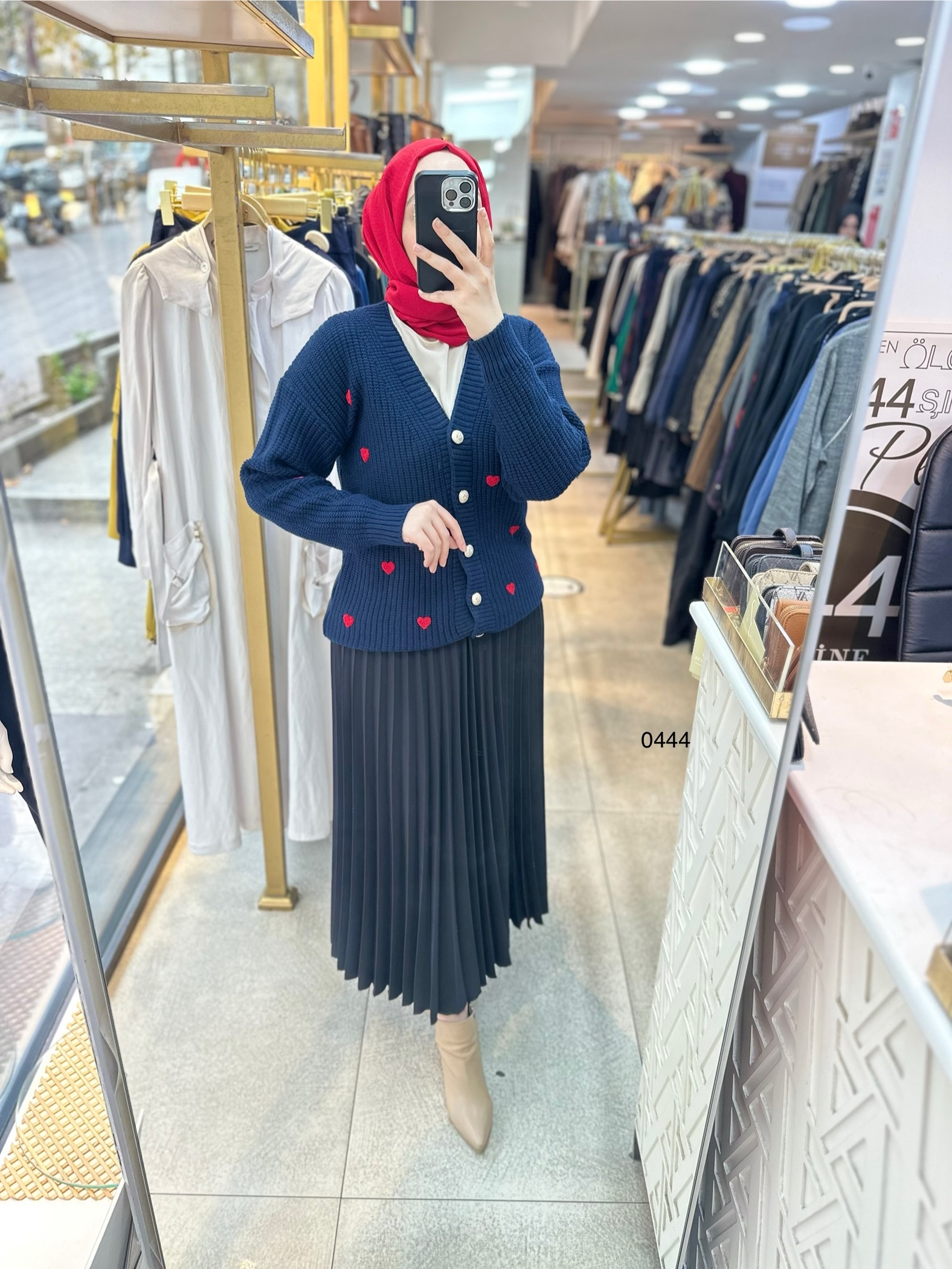 0444 Kalpli Triko Hırka - Görsel 1