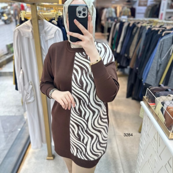 3284 Zebra Desenli Merserize Tunik - Görsel 27