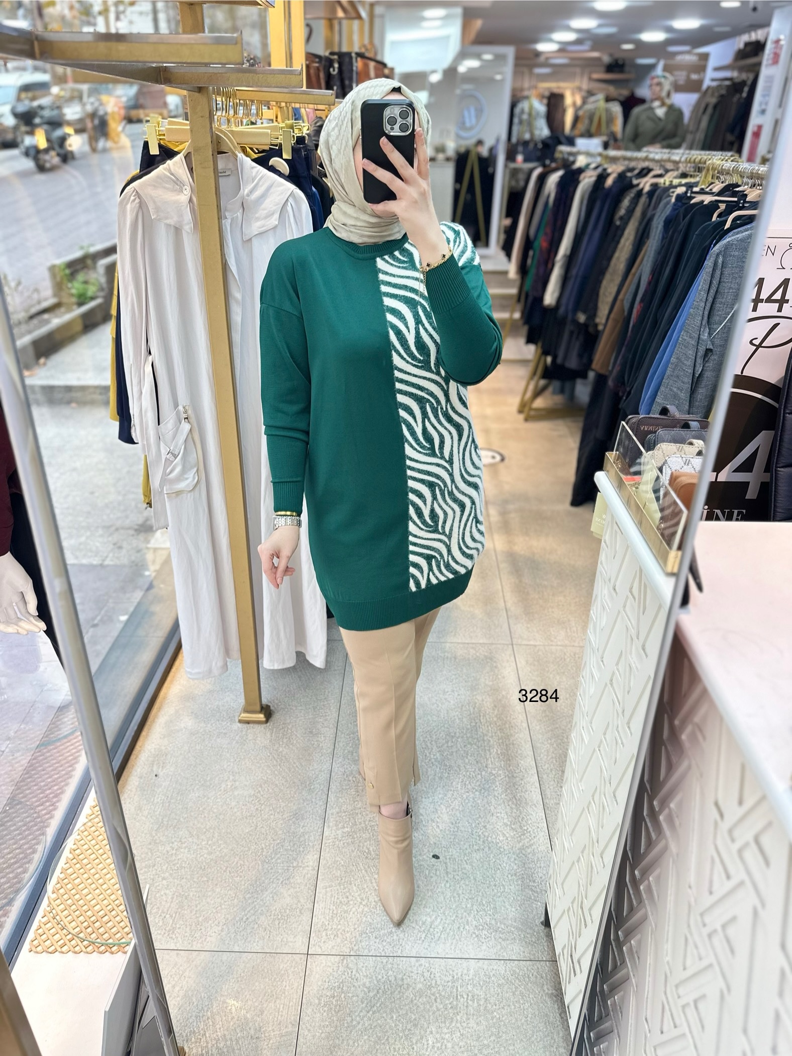 3284 Zebra Desenli Merserize Tunik - Görsel 16