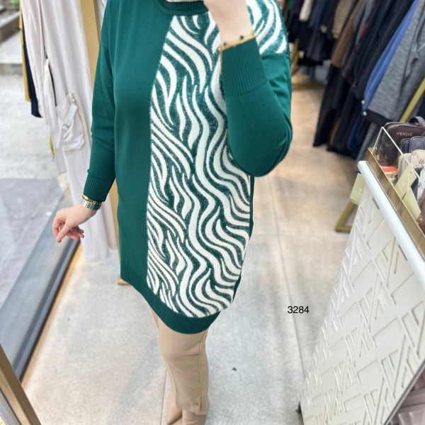 3284 Zebra Desenli Merserize Tunik - Görsel 17