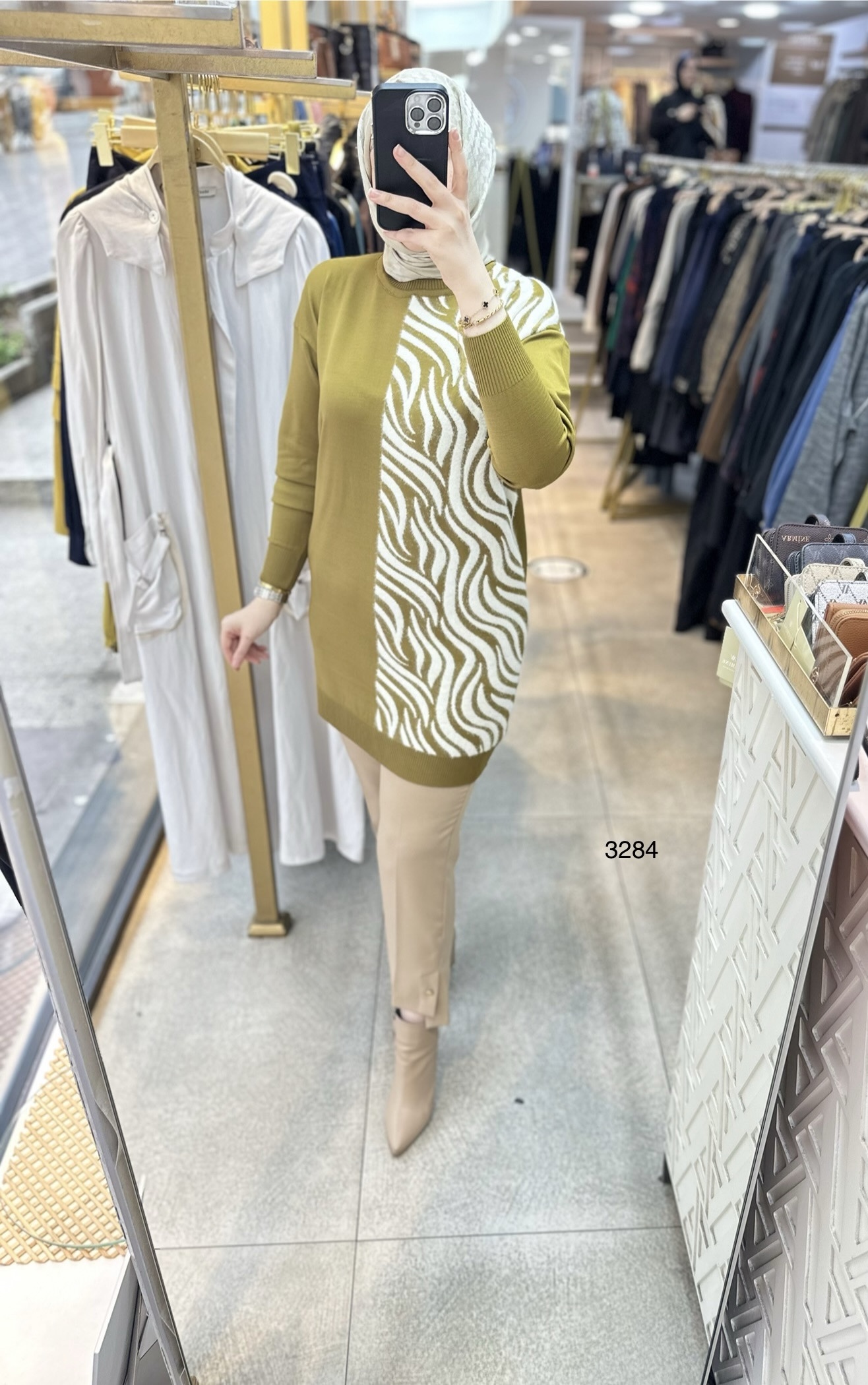 3284 Zebra Desenli Merserize Tunik