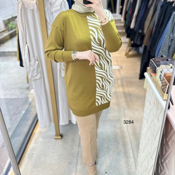 3284 Zebra Desenli Merserize Tunik - Görsel 18