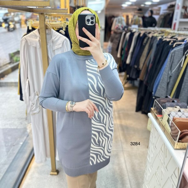 3284 Zebra Desenli Merserize Tunik - Görsel 23