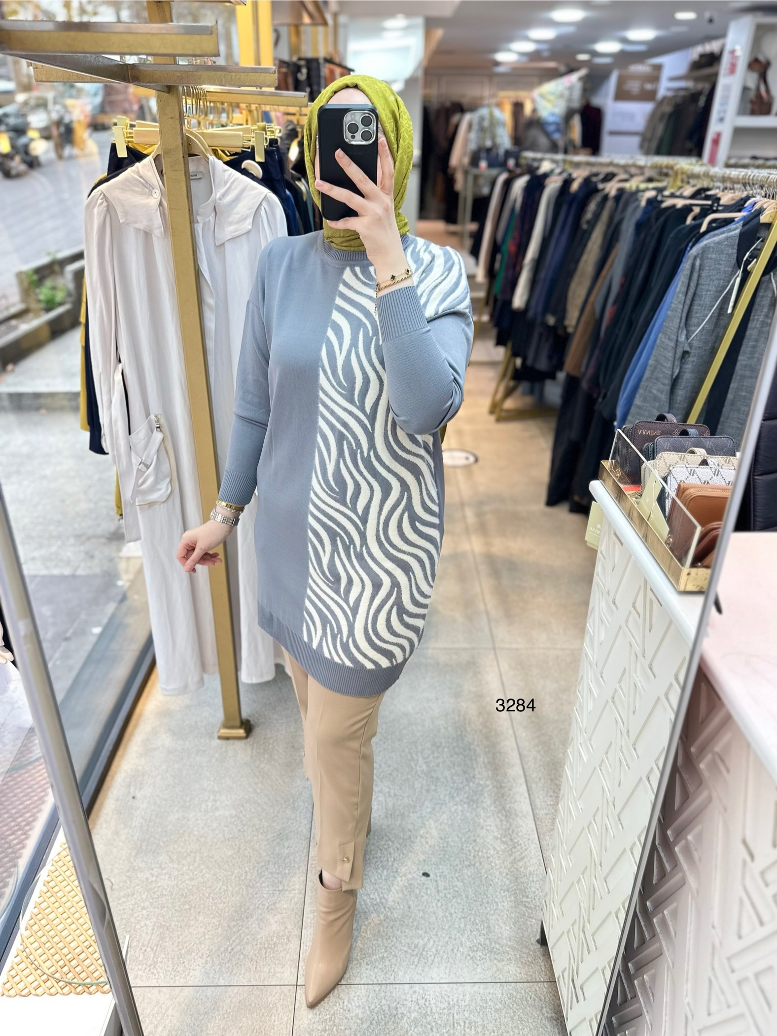 3284 Zebra Desenli Merserize Tunik - Görsel 24