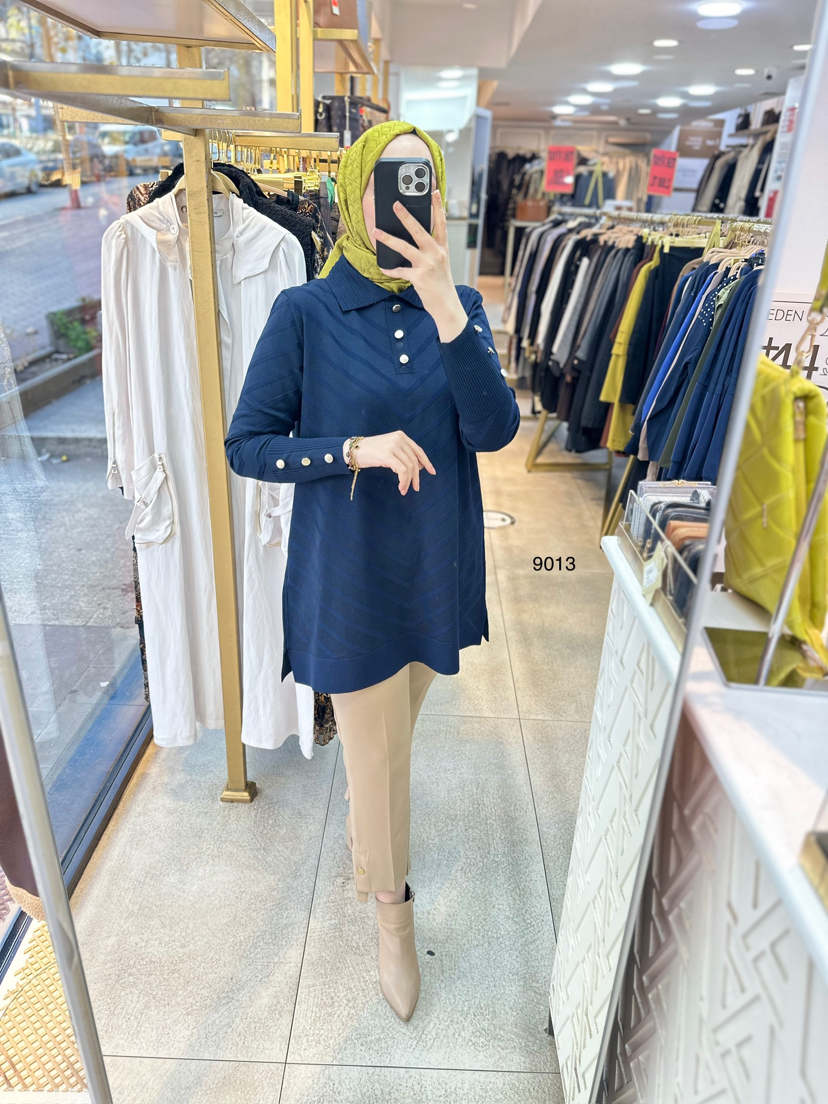 9013 Düğme Detaylı Merserize Triko - Görsel 1