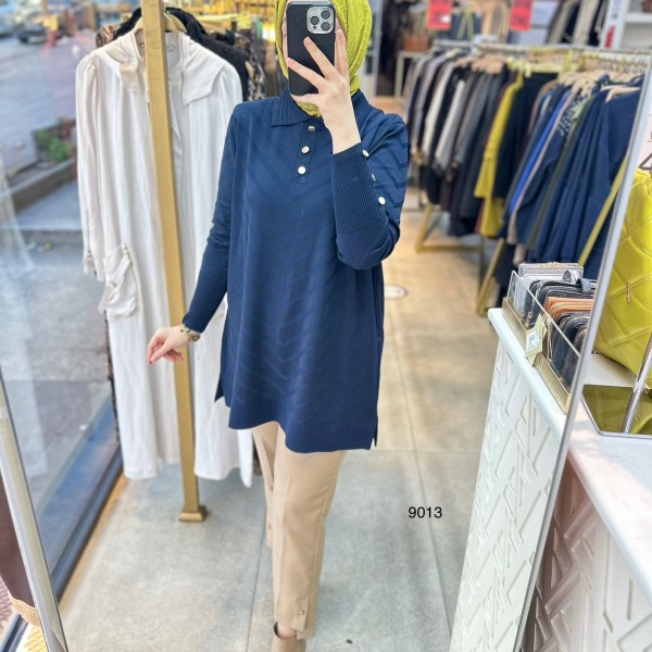 9013 Düğme Detaylı Merserize Triko - Görsel 2