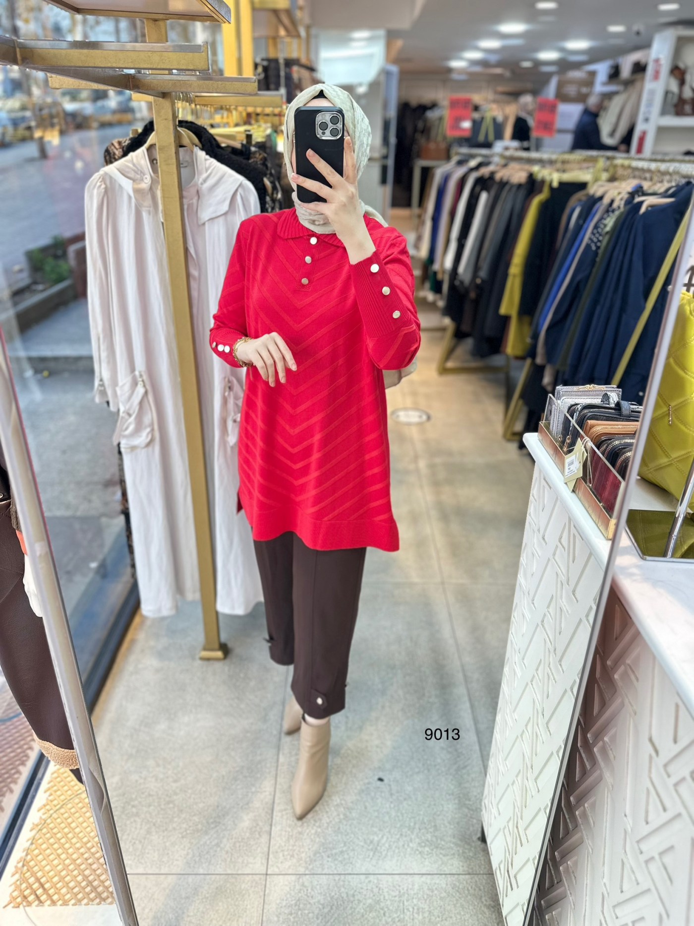 9013 Düğme Detaylı Merserize Triko