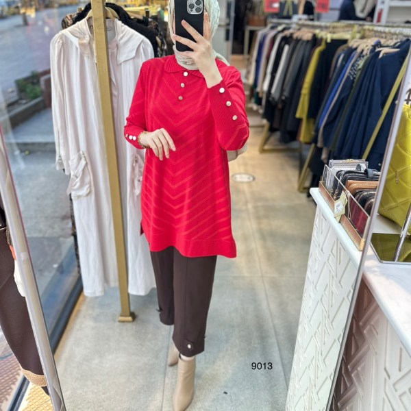 9013 Düğme Detaylı Merserize Triko - Görsel 14