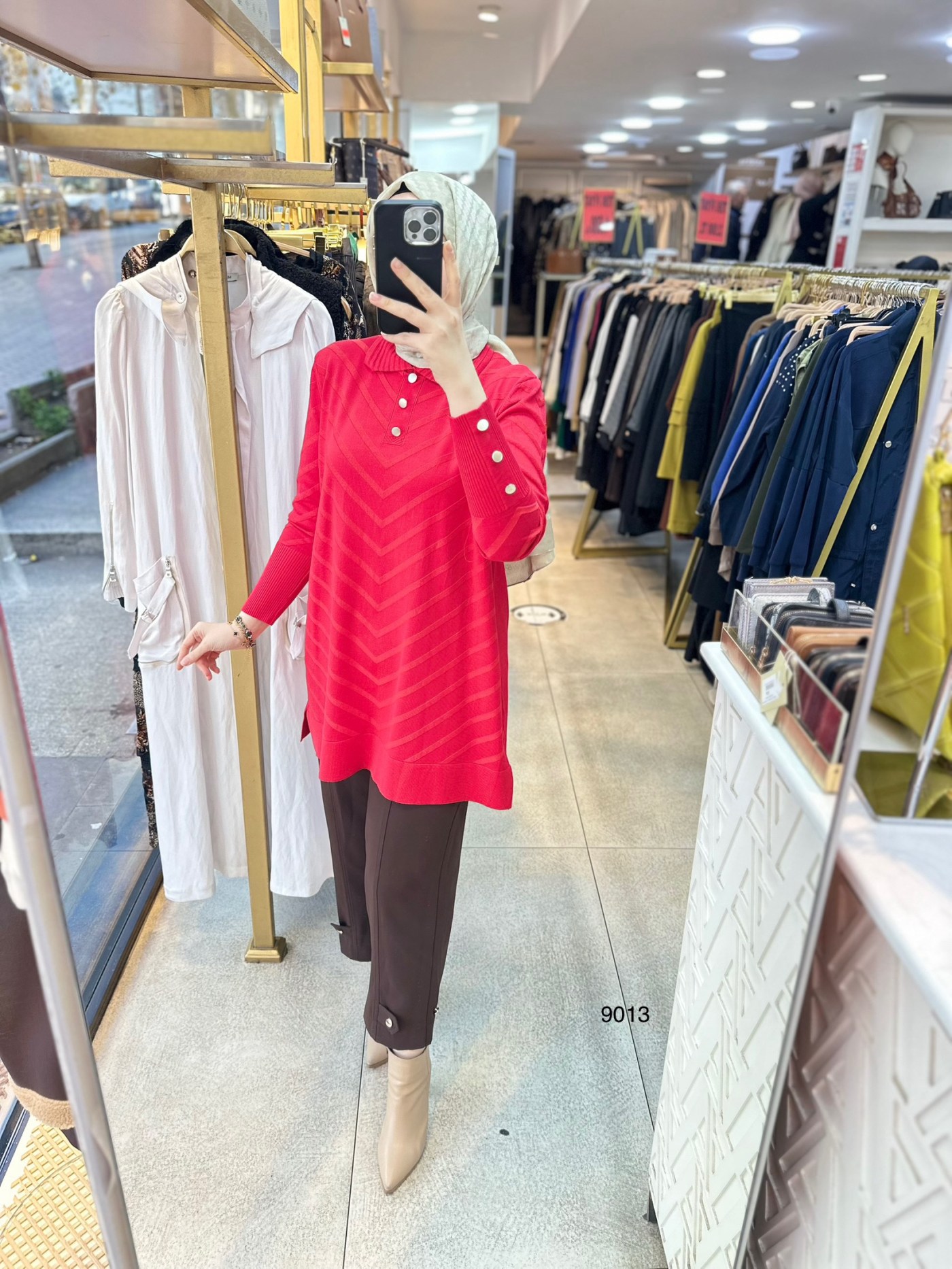 9013 Düğme Detaylı Merserize Triko