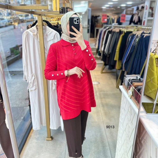 9013 Düğme Detaylı Merserize Triko - Görsel 21