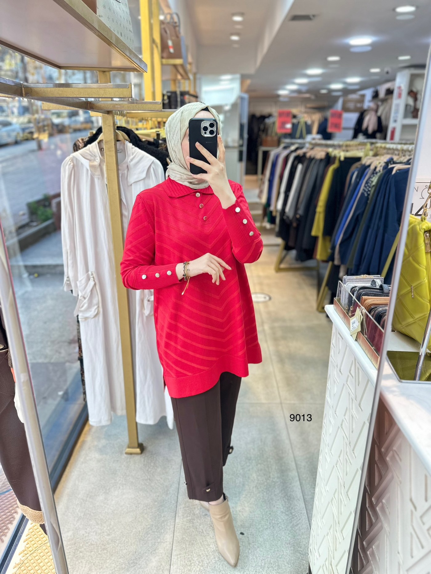 9013 Düğme Detaylı Merserize Triko