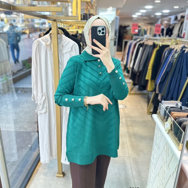 9013 Düğme Detaylı Merserize Triko - Görsel 12