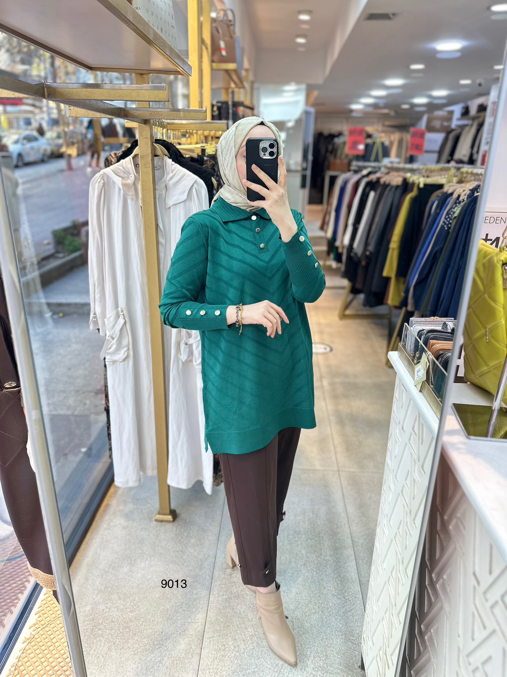 9013 Düğme Detaylı Merserize Triko - Görsel 11