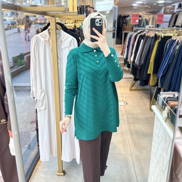 9013 Düğme Detaylı Merserize Triko - Görsel 20