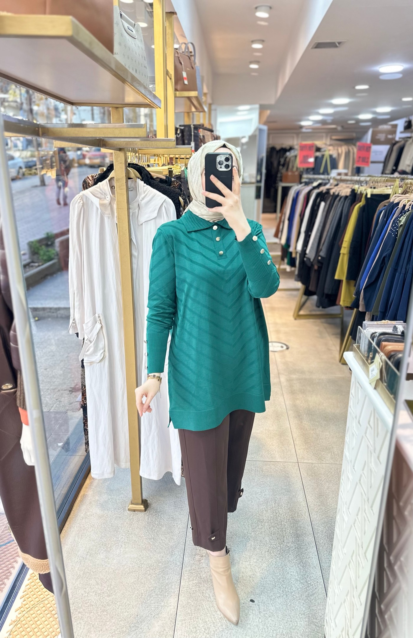 9013 Düğme Detaylı Merserize Triko