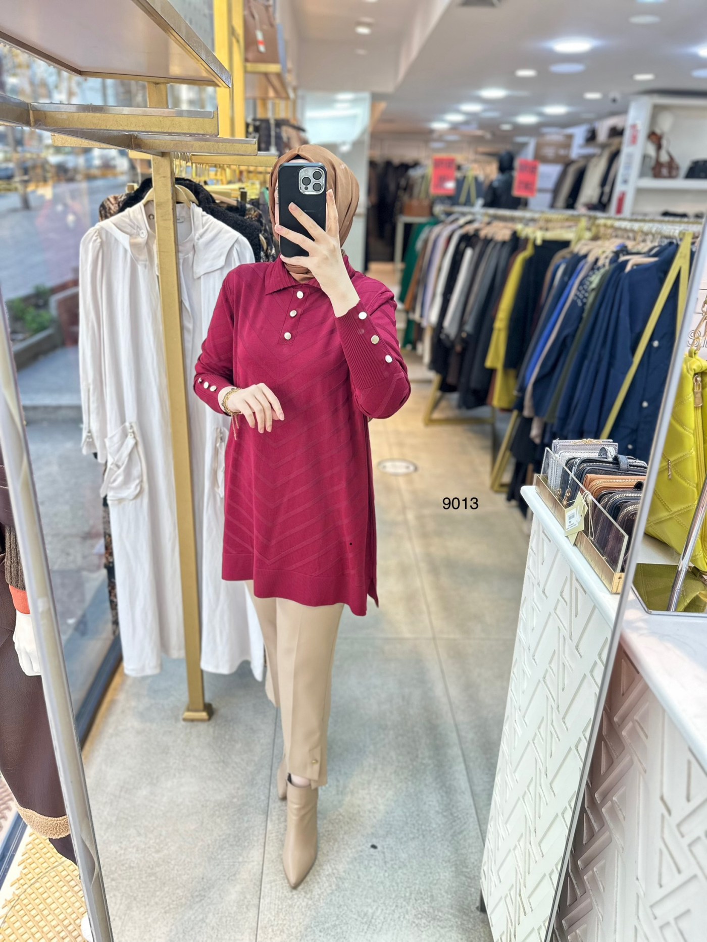 9013 Düğme Detaylı Merserize Triko