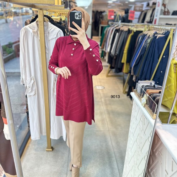 9013 Düğme Detaylı Merserize Triko - Görsel 6