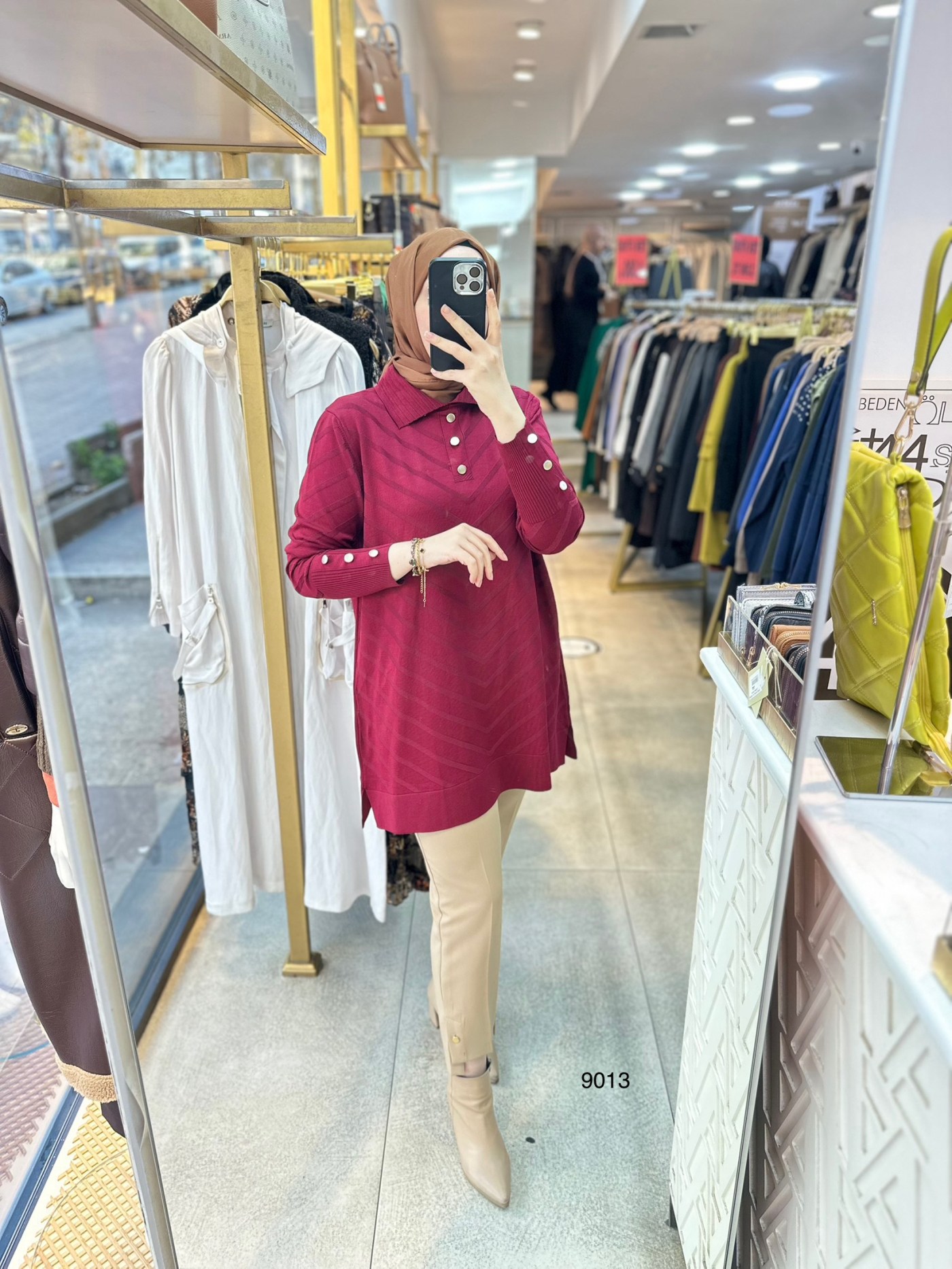 9013 Düğme Detaylı Merserize Triko