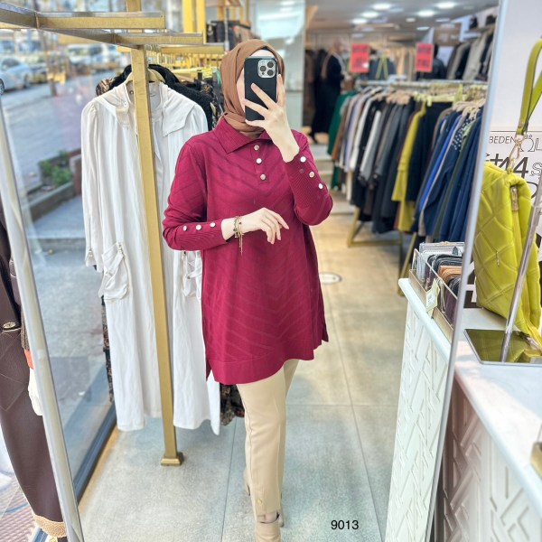 9013 Düğme Detaylı Merserize Triko - Görsel 18