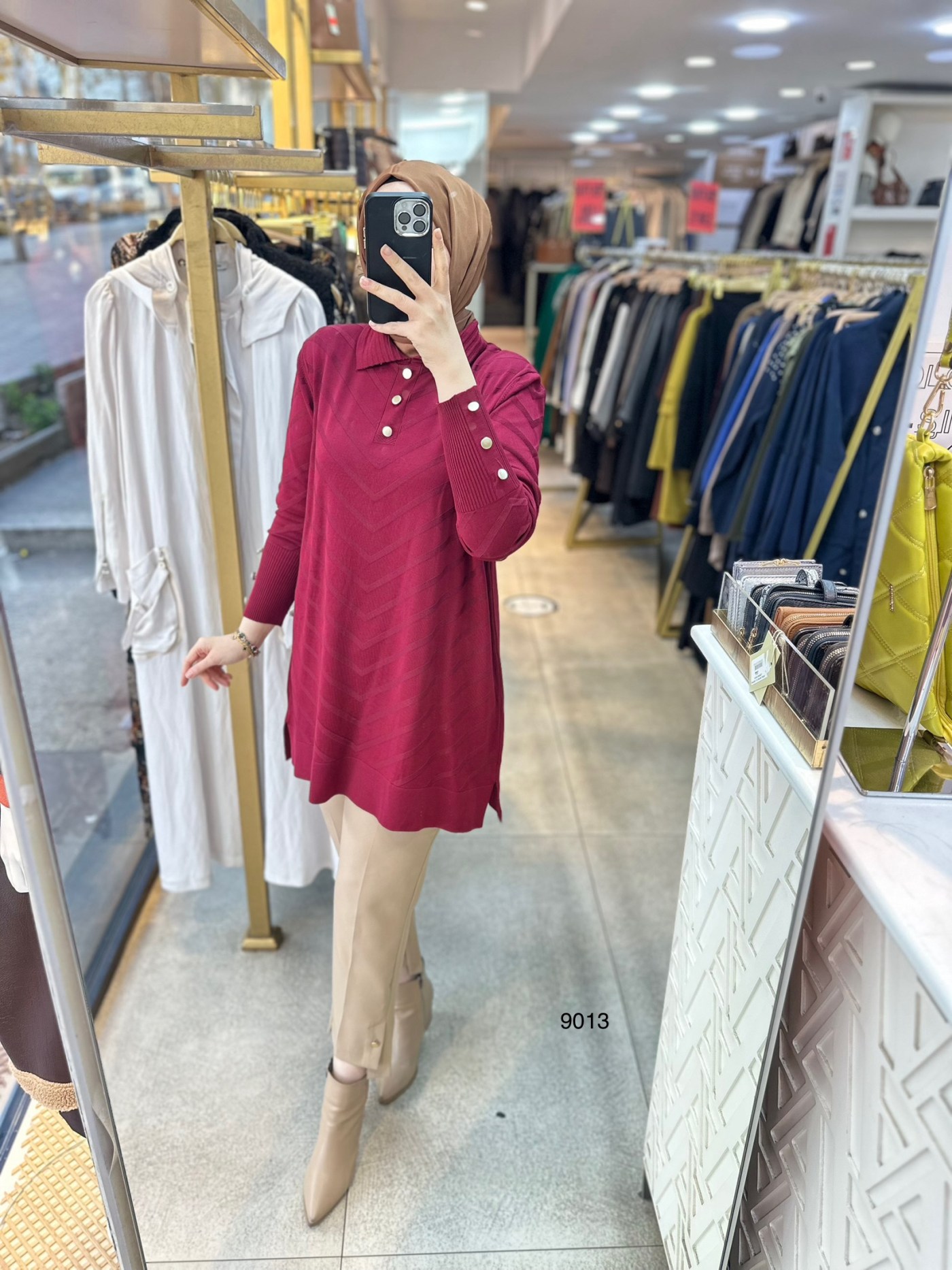 9013 Düğme Detaylı Merserize Triko