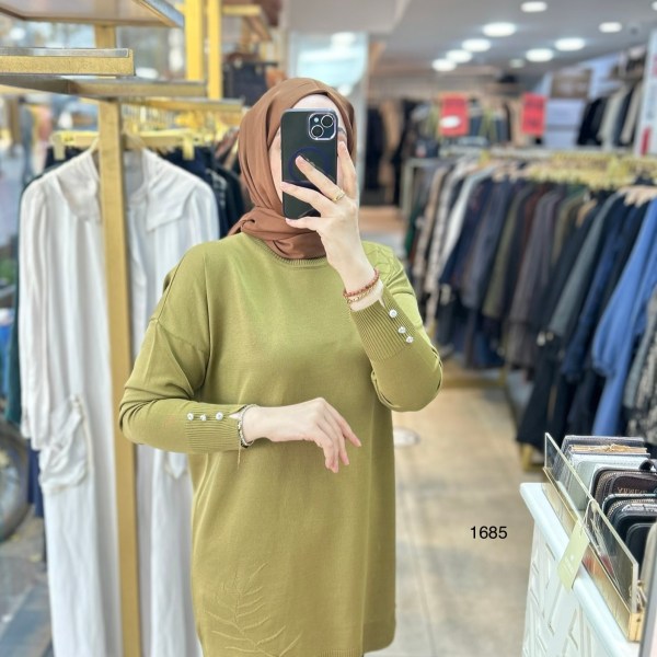 1685 Yaprak Desenli Merserize Triko - Görsel 6